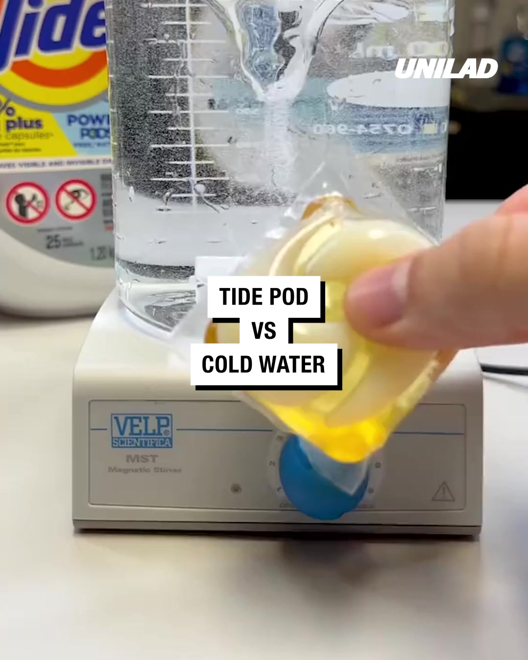LADbible Video hub How Long A Tide Pod Takes To Dissolve In Cold Water