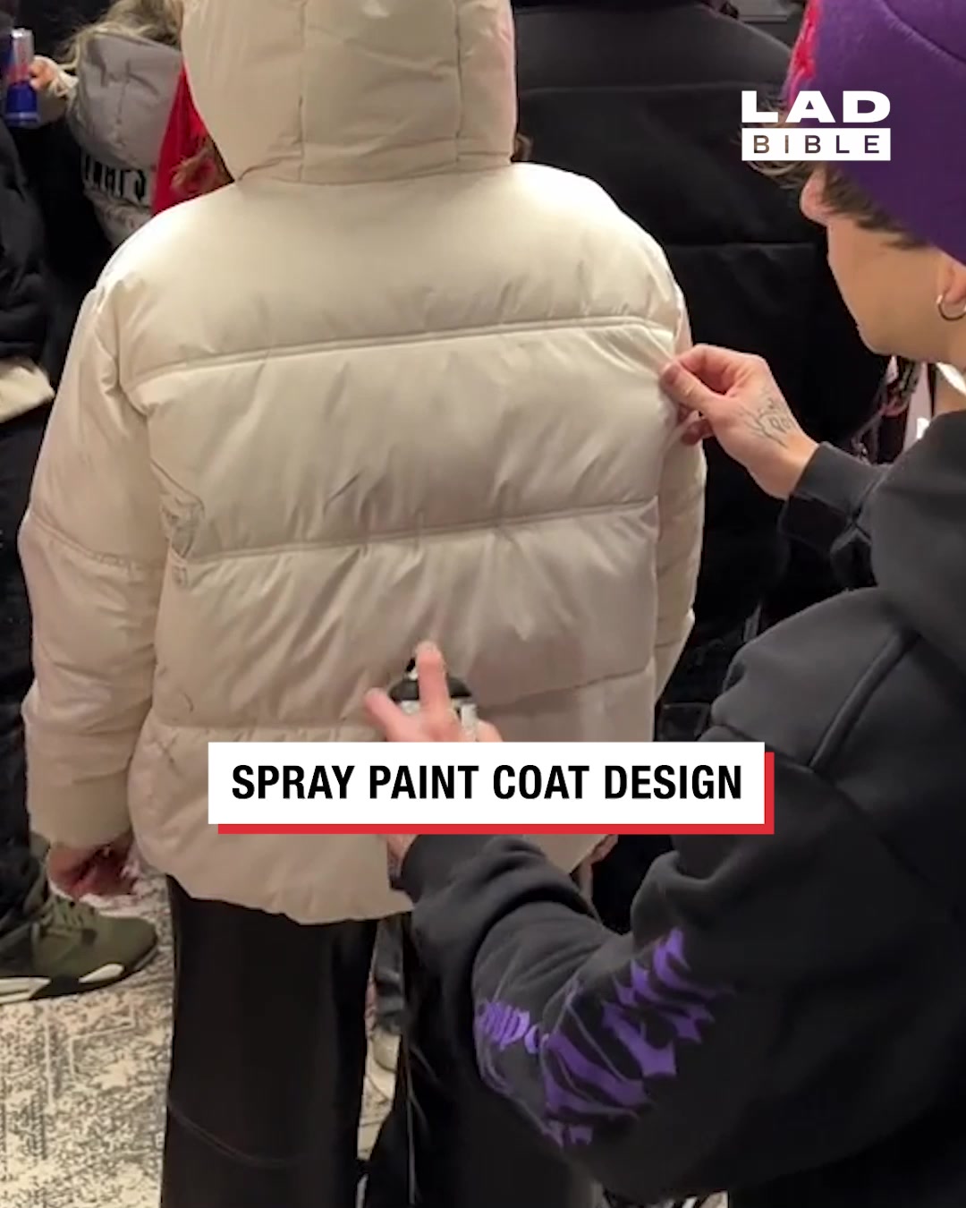 LADbible Video hub Spray painting puffer coat