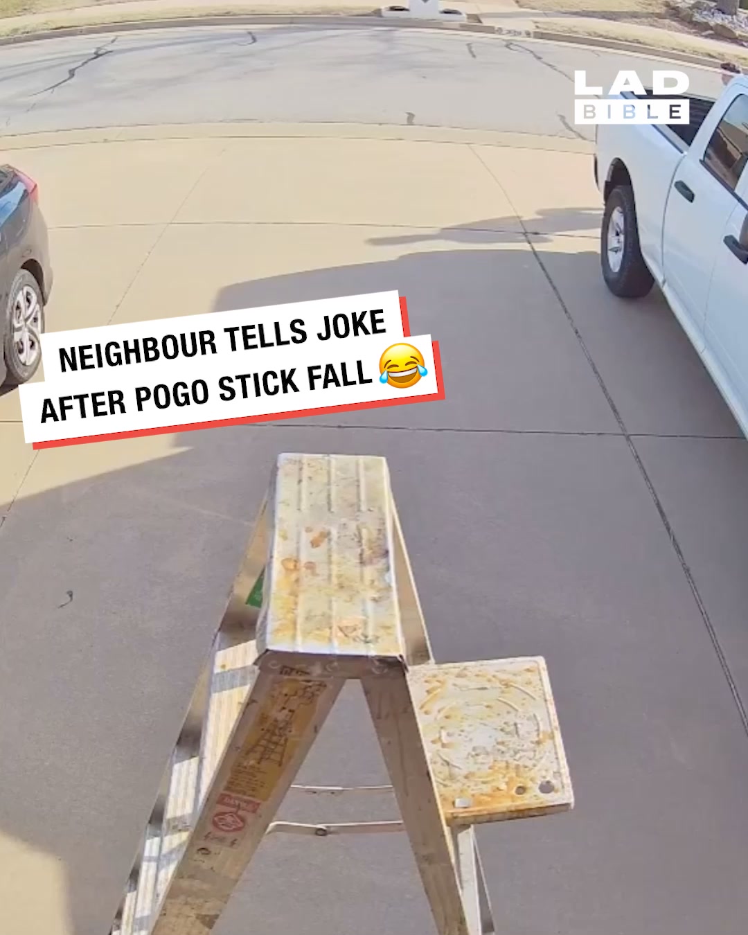 LADbible Video hub Neighbour Jokes After Pogo Stick Fall